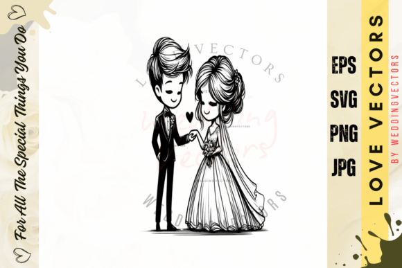 C4523: Timeless Wedding Couple and Love Vectors