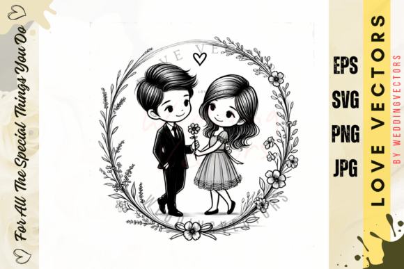 Cherish Forever: The Wedding Couple and Love Vectors Collection