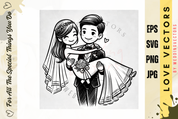 The Elegant Simplicity of Wedding Couple and Love Vectors - C4625