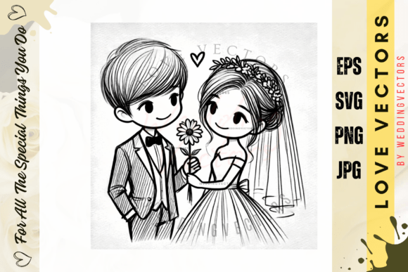 Timeless Romance in Vector: The C520 Wedding Illustration