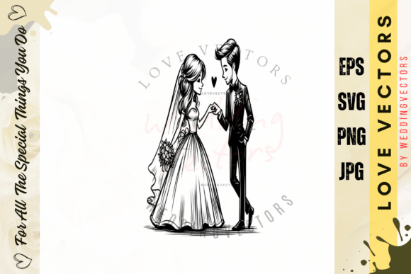 Wedding Couple and Love Vectors - C4391: A Modern Romance in Design
