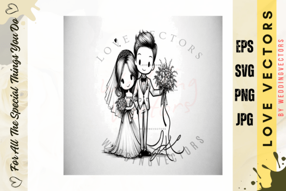 Wedding Couple and Love Vectors - C4626: A Whimsical Design Asset