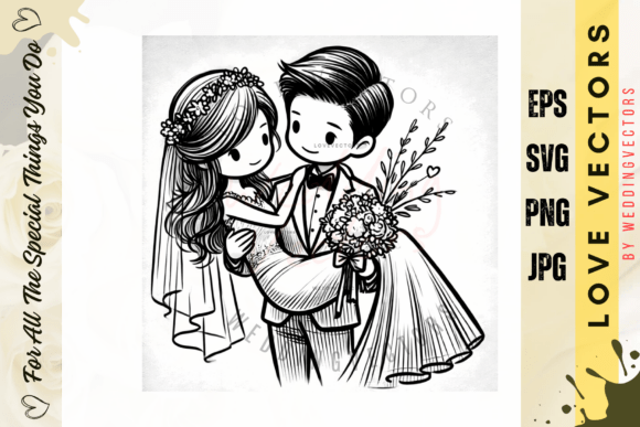 Wedding Couple and Love Vectors - C4634: Elegant Romance