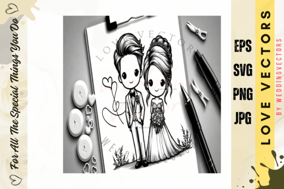 Wedding Couple and Love Vectors - C4637