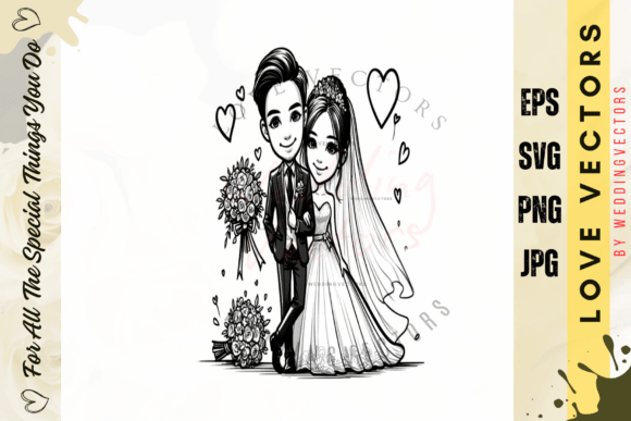 Wedding Couple and Love Vectors - C4745: Modern Romance in Design