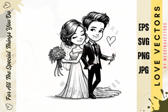 Wedding Couple and Love Vectors - C4834: Capturing Romance in Modern Graphics