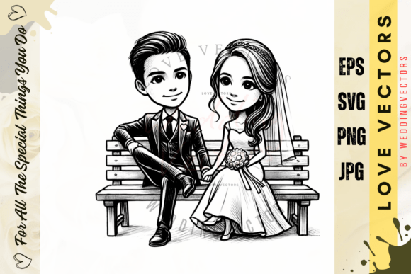 Wedding Couple and Love Vectors - C4980: Romance in Every Line
